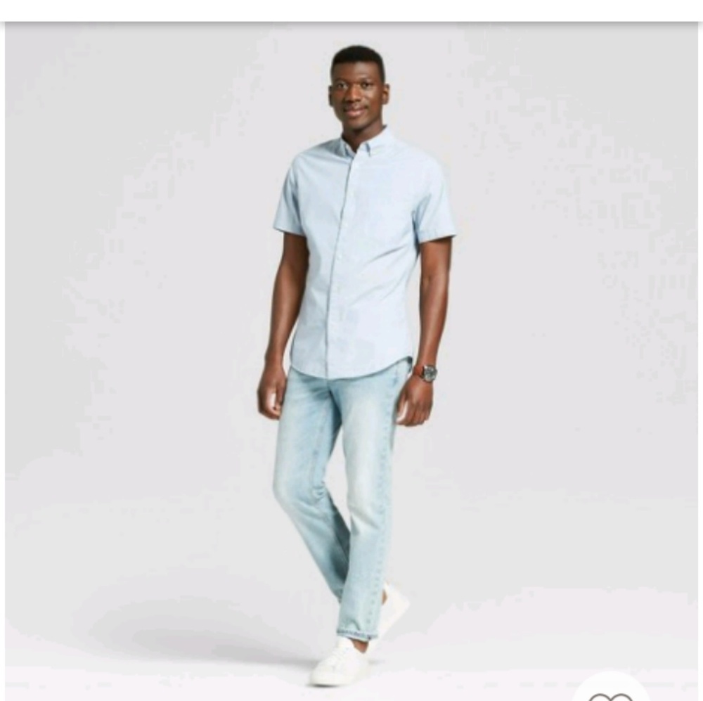 Slim fit botton down shirt shool blue